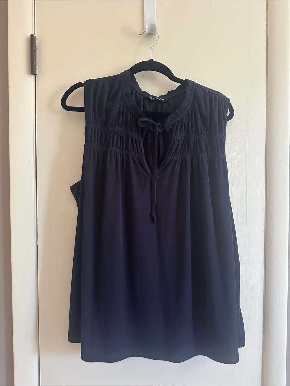 Sleeveless Navy Tie-Neck Women's Top